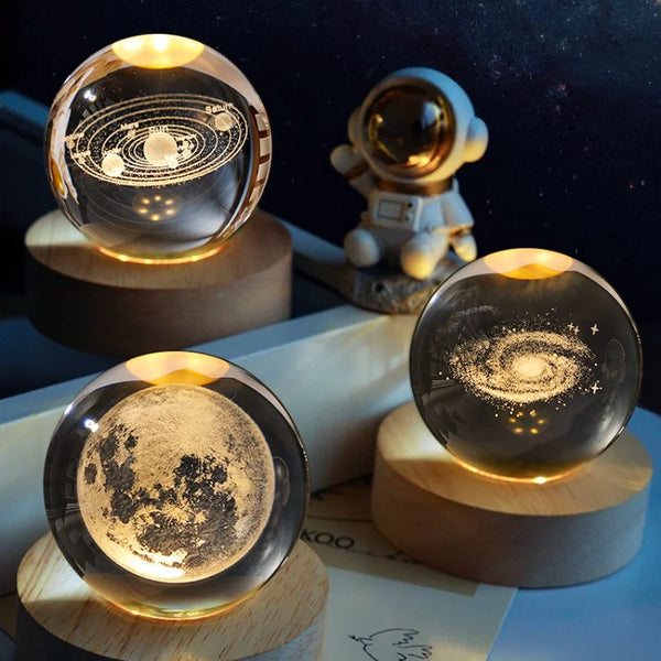 Galaxy Glass Moon Night Light